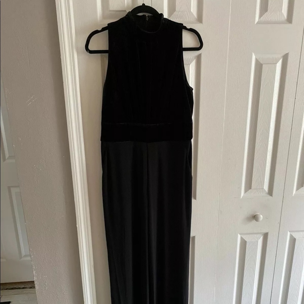 LRL Velvet High-Neck Jumpsuit W/ Pockets SZ 10